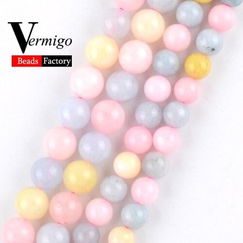 Wholesale Natural Stone Beads Morgan Stone Round Charm Spacer Beads For Jewelry Making Diy Bracelet Accessories Perles 15"