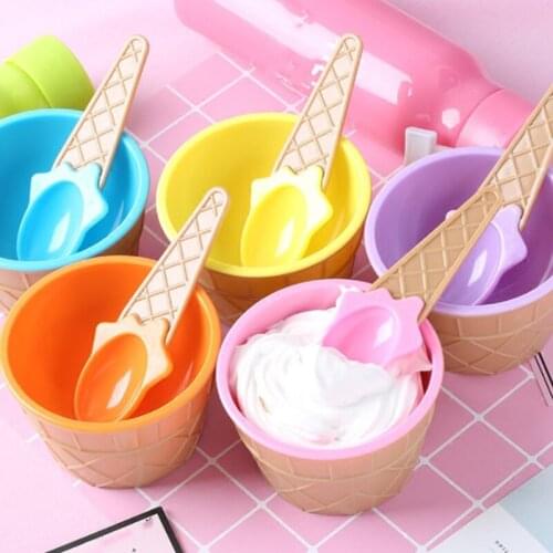 Ice Cream Bowl Spoon Slime Tool Mold Crystal Slime Storage Tool Stirring Cup Kids Interactive Toy For Cotton Clay DIY Kit Drop