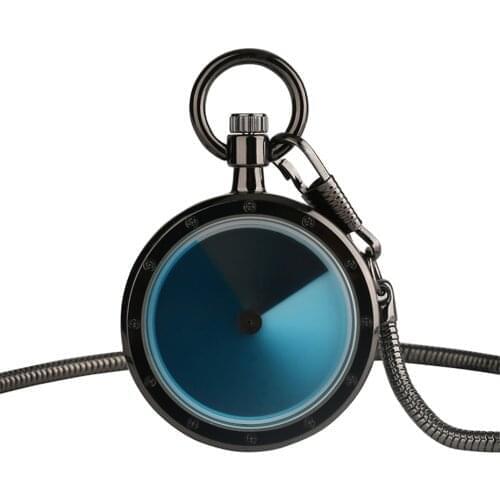 Fashion Unique Gradual Change Turntable Color Dial Pocket Watch 30cm Snake Chain Quartz Men Watches No Cover Design Clock Gift