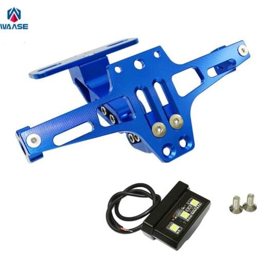 Waase Motorcycle Adjustable License Number Plate Frame Holder Bracket with light For Suzuki GSXR 600 750 1000 1300 SV650 SV1000
