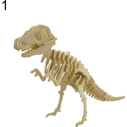 Kids 3D Dinosaur Puzzle Funny 3D Simulation Dinosaur Skeleton Puzzle DIY Wooden Educational Toy for Kids Gift