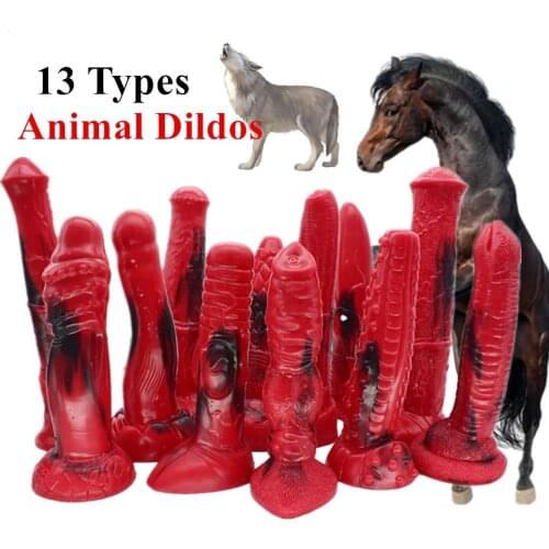 Red Black Colorful Animal Horse Dildo Suction Cup Big Dick Dog Wolf Penis Sex Toys for Women Female Masturbator Adult Games
