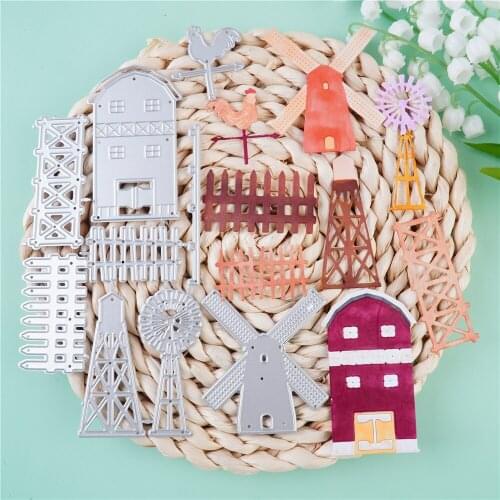 InLoveArts Craft Metal Cutting Dies Cut Mold Castle Windmill House Scrapbook Paper Craft Knife Mould Blade Punch Stencils Dies