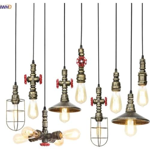 IWHD Loft Decor Water Pipe Pendant Lamp Bedroom Restaurant 4W Edison Bulb Vintage Industrial Pendant Lighting Fixtures Luminaria