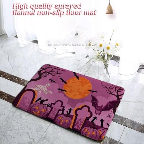 Bathroom Bath Mat Toilet Rugs Flannel Halloween Printing Anti Slip Shower Carpets Home Shower Room Rug Floor Mats