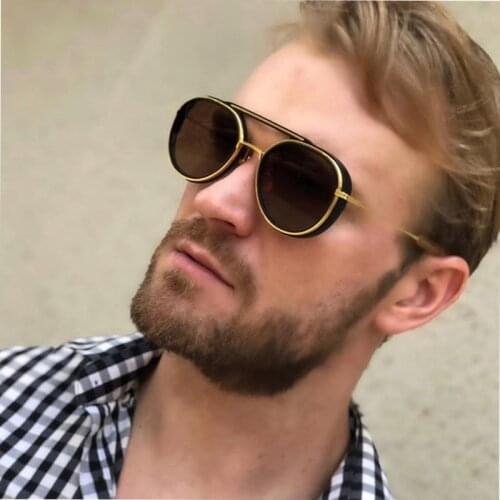Unisex Retro Round Sunglasses Womens 2019 New Trend Ladies Luxury Brand Double Bridge Sunglasses Female Men Punk Shades UV400