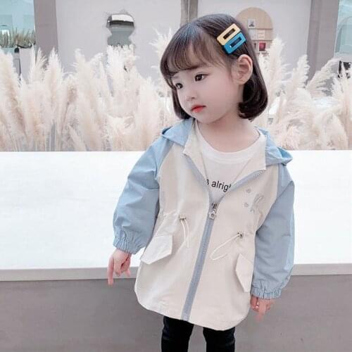 2021 New Girls Jacket Spring Autumn Models Girls Wear Hooded Autumn Clothes Korean Fashion Childrens Thin Clip