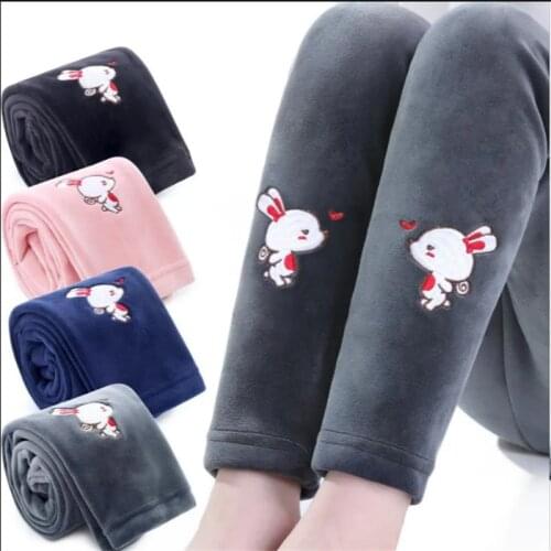 Childrens Autumn And Winter Plus Velvet Tthickened Leggings Two-Sided Velvet Childrens Warm Pants Baby Outer Wear Trousers