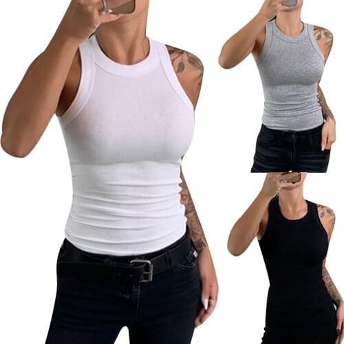 New Casual Knit Basic Tank Top Women Ribbed Stretchy Solid Sport Summer Tops 2020 Off Shoulder Sexy T Shirt Short Vest Female