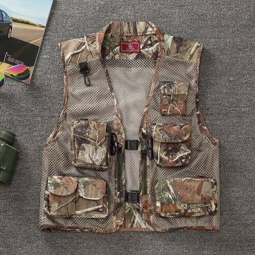 Men Outdoor Camouflage Summer Mesh Vest Breathable Quick Dry Multi-pocket Fishing Waistcoat Climbing Camping Photography Vest