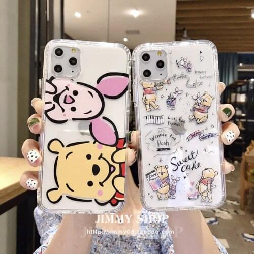 Cartoon Disney Winnie the Pooh Soft Case for iPhone 12 Pro 11 Pro XS Max X XR 7 8 Plus Back Cover Silicone TPU Anti-fall Shell