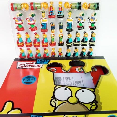 Cartoon Character Chess Set Homer Bart doll Chess Set The Playful Color Puzzle Game Children Chess Set