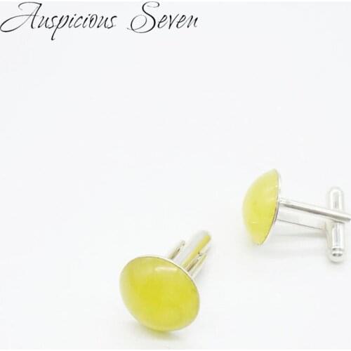 Natural Baltic Amber Cufflinks / 925 Silver Inlaid Amber / Untreated Amber /2pcs/ ASC-01