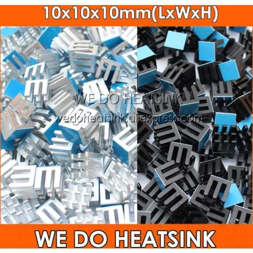 Wholesale 10x10x10mm Silver / Black Anodized Aluminum Heatsink With Thermally Conductive Double Sided Adhesive Transfer Tape