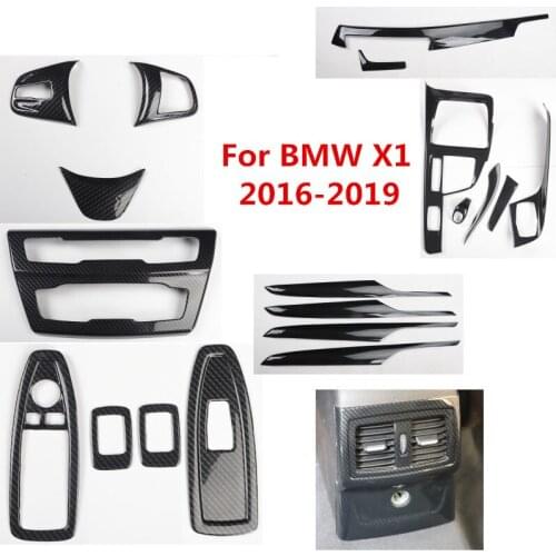5D Carbon Fiber Printed Car Interior Door Panel Gear Cover Dashboard Center Console Moulding Trim for BMW X1 2016 2017 2018 2019