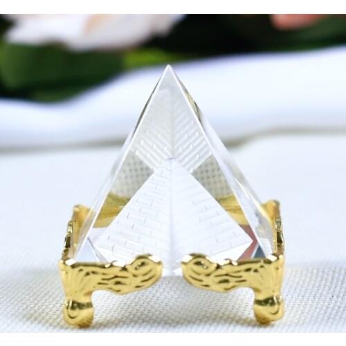 4cm Laser Engraved Pyramid K9 Crystal Figurines Miniatures Transparent Glass Cone Crafts Ornaments For Gifts Home Decor