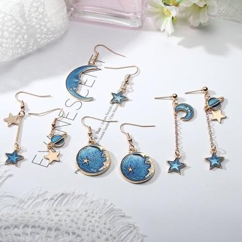 Серьги 2021 тренд Earrings for Women Korean Fashion Starry Planet Jewelry Trendy Earrings Dangle Drop Earrings aretes de mujer