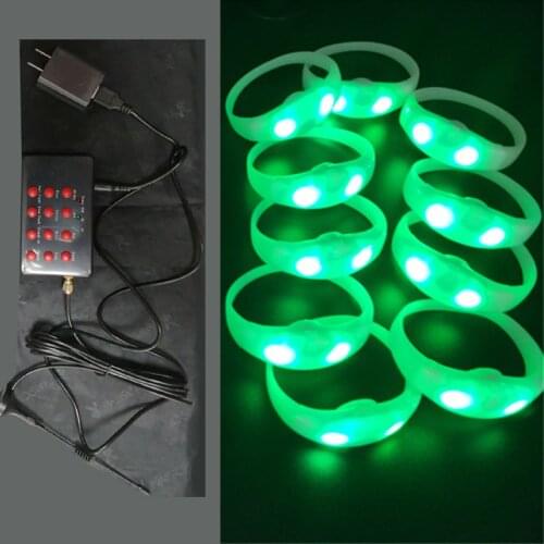 LED RGB Color Change Silicone White Case Bracelets with 12 keys remote control for Party Event free shipping 10pcs/Lot