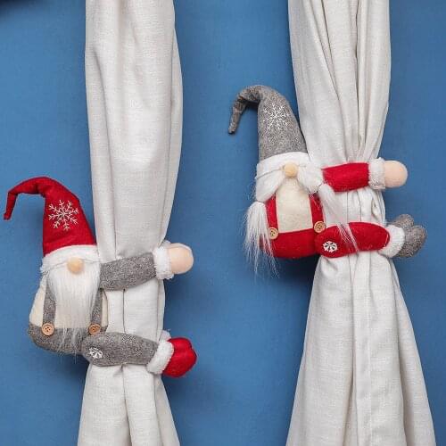 Cute Christmas Curtain Buckle Doll Curtains Tying Rope Hanging Pendant for Home Decoration
