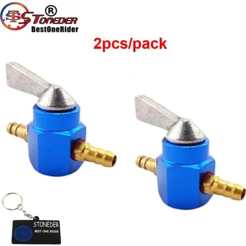 STONEDER 2x Blue Petrol Gas Tank Fuel Tap Inline Petcock Valve Switch 6mm 1/4'' For ATV Quad Motorcycle Dirt Pit Bike