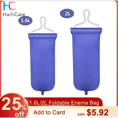 1.6L/2L Reusable Foldable Anal Douche Enema Bag Kit Vaginal Colon Irrigation Cleaning Flusher Constipation for Men Women Hygiene