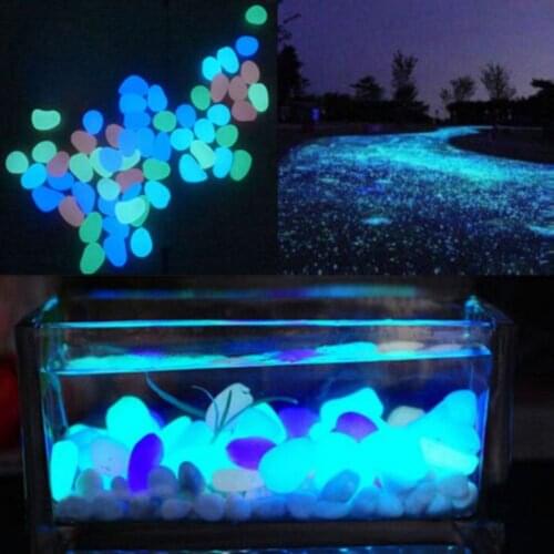 300 Pcs Luminous Stone Home Garden Fish Tank Decoration Ornaments Garden Paving Resin Pebbles Night Outdoor Tools