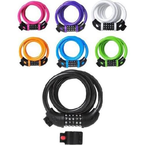 Bike Lock 5 Digit Code Combination Bicycle Security Lock 1200 mm x 12 mm Steel Cable Spiral Bike Cycling Bicycle Lock