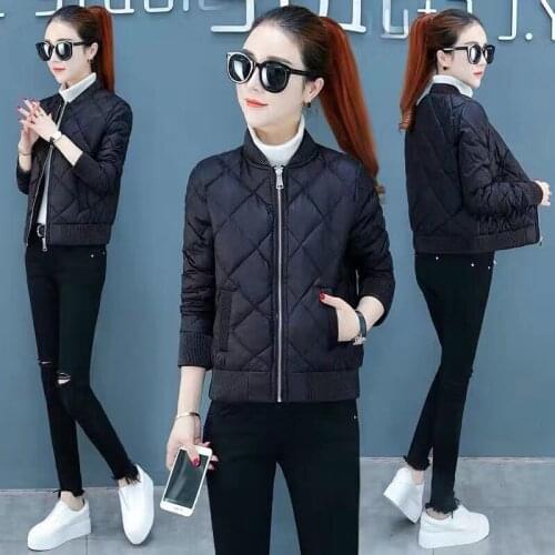 Women Thin Filling Cotton Short Baseball uniform Jacket Spring And Autumn Casual Style Woman Parkas Female Clothing