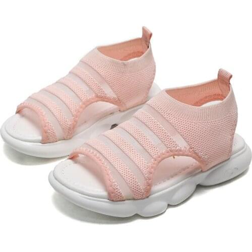 Girls flying woven sandals summer children shoes kids girls princess shoes flat sneakers soft bottom casual beach sandals