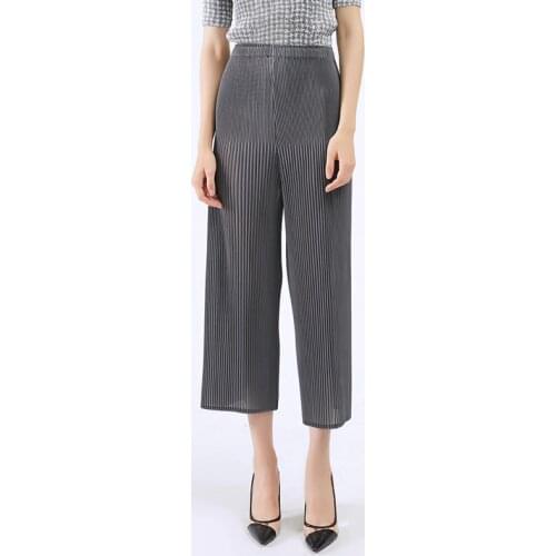 Miyake pleated Wide leg pants womens summer 2020 casual pants basic loose straight pants autumn korean trousers