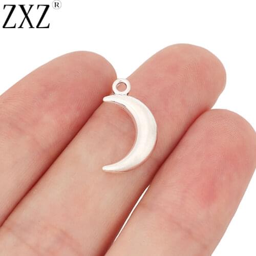 ZXZ 20pcs Tibetan Silver Crescent Moon 3D Charms Pendants Beads for Necklace Bracelet Jewelry Making Findings 19x10mm