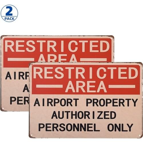 2 Pack Warning Restricted Area personnel only Vintage Look Reproduction Metal Yard Sign