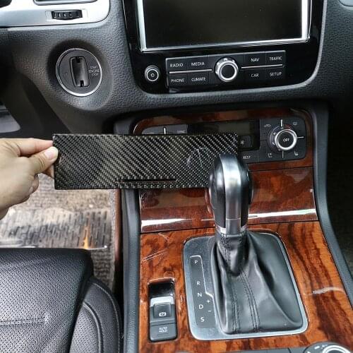 Real Soft Carbon Fiber 3D Sticker Center Control Panel Ashtray Box Cover Trim for Volkswagen Touareg 2011-2018 Models Accessorie