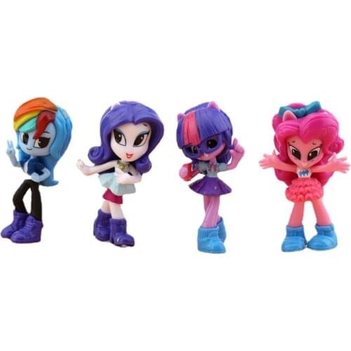 4pcs/set Kawaii Cute Pony Girl Doll PVC Figure Cake Figurine Home Decoration Collection Model Toy Gift For Child Kid