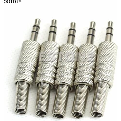 5pcs 3.5mm 1/8" Stereo TRS Male Audio Jack Plug Adapter Connector Silver - L060 New hot