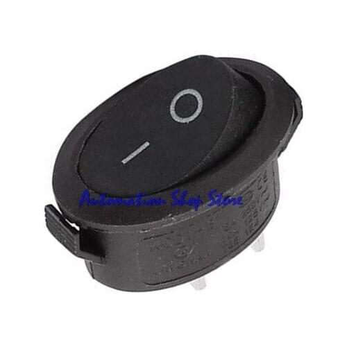 5Pcs AC 6A/250V 10A/125V 2 Terminals SPST NO-OFF Oval Rocker Switch Black