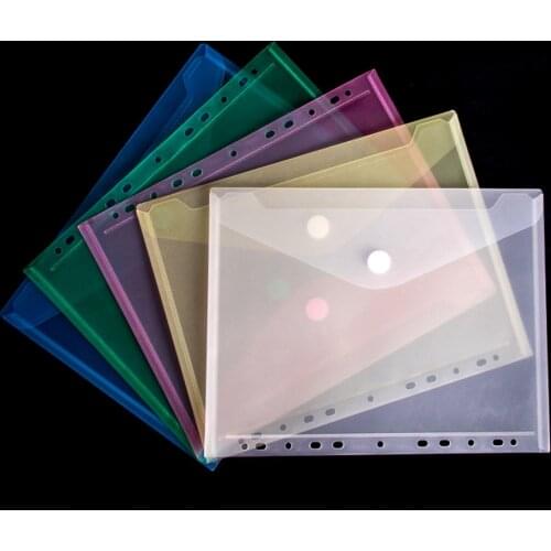 5PCS 11-Hole Document Bag File Paper Pocket Folder Bag with Hook and Loop Closure for School Office Teacher Supplies Mixed Color