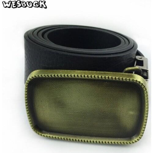 5 PCS MOQ WesBuck Brand High Quality Rectangle Vintage Copper Clour Blank DIY belt buckle With Metal Fashion Mens Buckles
