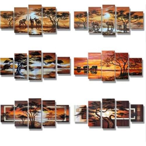 5D diy diamond painting African Landscape scenery pictures of rhinestones 5pcs square cross stitch needlework home decorative