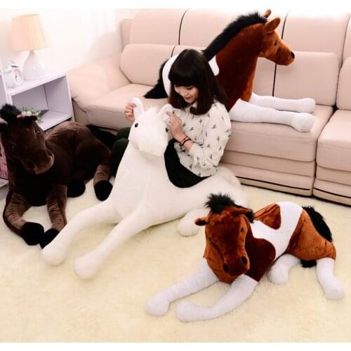 70*40cm Giant Stuffed Simulation Animal Horse Plush Toy Prone Horse Doll Kids Children Birthday Xmas Gift Home Decoration