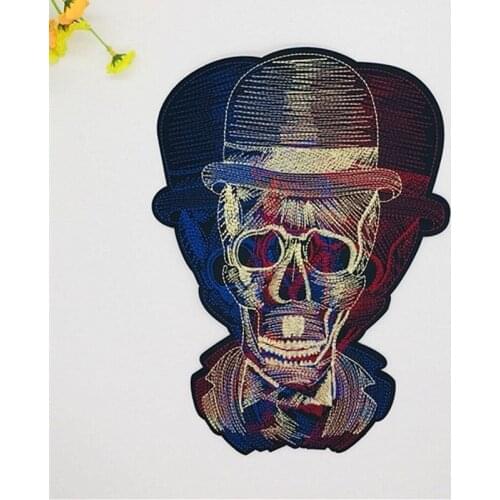 Large Ghost Phantom Skull Sew On Patch DIY Embroidered Applique Punk Skull Ghost Applique for Decoration Clothing Accessory