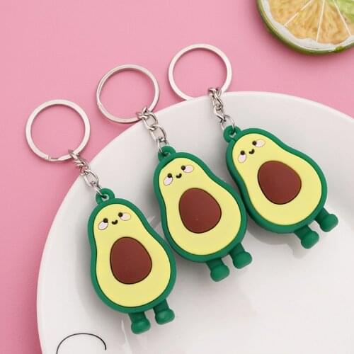 Lovely Avocado Simulation Fruit Keychain 3D Resin Happy Face Silicone Couple Key chain Jewelry Fashion Christmas Small Gift