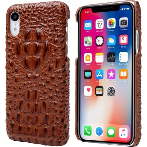 4 Colors For iPhone X XS Max XR Genuine Leather Back Cover Crocodile Head Grain Natural Real Cowhide Skin Phone Case