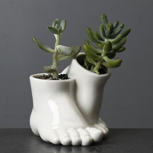 Flower Vase Gardening Decoration Ceramic Flower Pot White Creative Desktop Succulent Flower Ornaments
