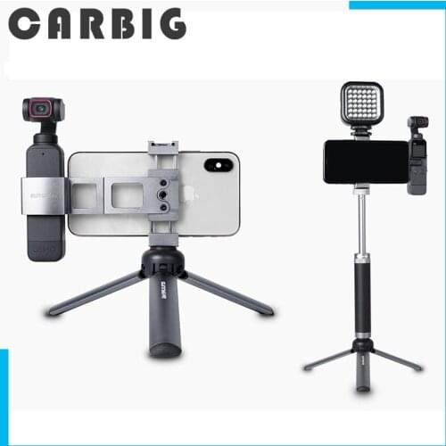 Phone Holder For DJI POCKET 2 OSMO POCKET Aluminum Alloy Metal Smartphone Clamp Foldable Camera Mount Tripod Extension Rod