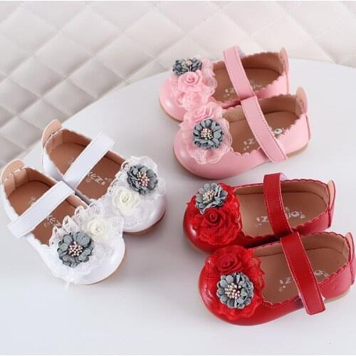 Baby Shoes Fashion Spring Autumn Toddler Shoes Girls Flower Pu Leather Princess Comfortable Flat Dance Kids Shoe SOB008