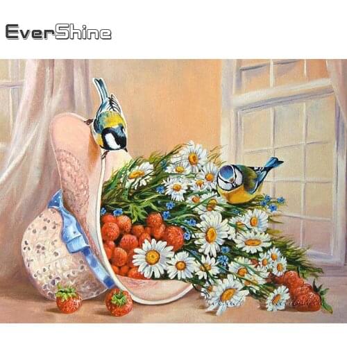 Evershine Diamond Painting Daisy Handicrafts Cross Stitch Bird Diamond Embroidery Flower Mosaic Sale Wall Decoration