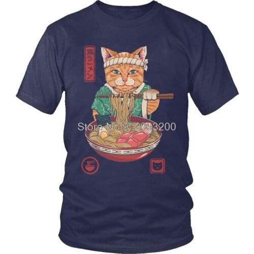 Tvoe Mens Japanese Cat T-Shirt Streetwear Japan Neko Ramen Cat Tshirt Short Sleeve Cool T Shirt Homme Cotton Tee Gift Idea