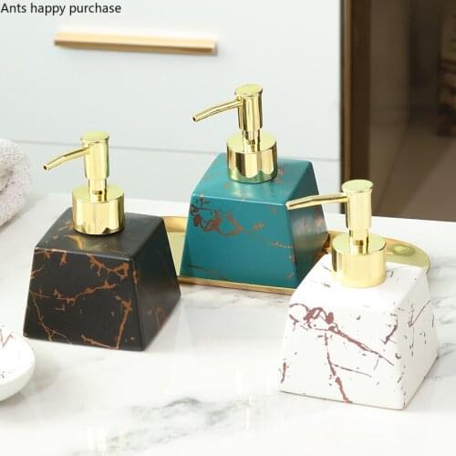 Ceramics Marbling Lotion Bottle Soap Bottle Hand Sanitizer Bottle Oval Soap Dish Soap Box Bathroom Accessories Wash 2 Piece Set