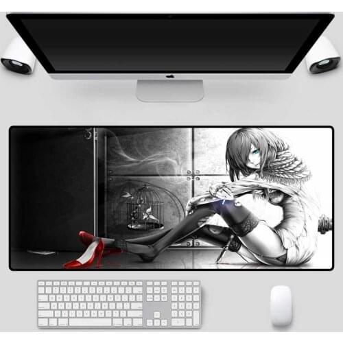 Mairuige Anime Girl Mouse Pad Black Seam Carpet Pad Computer Notebook Office XXL Game Accessories Animation Mouse Pad Desk Mat